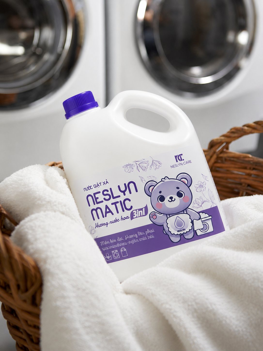 Nước giặt xả NesLyn Matic 3in1 hương Nước Hoa can lớn